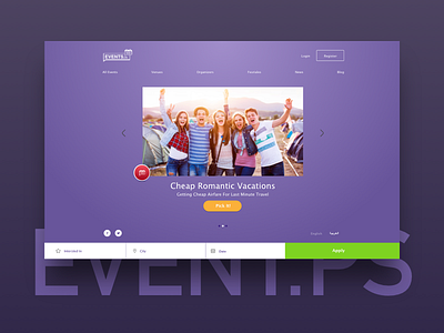 Events Homepage design event pick it ui ux web