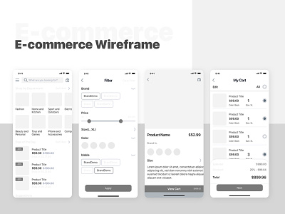 Buey E-commerce App Wireframe Kit e commerce ecommerce ecommerce wireframe wireframe kit for ecommerce