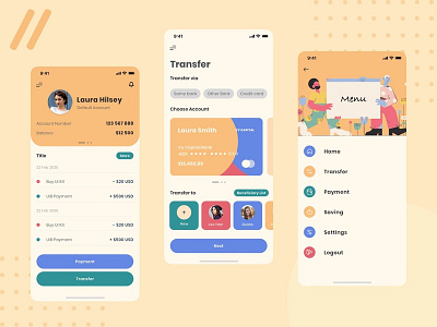 Vintage - Banking mobile app Ui Kit - Transfer [XD & Sketch]