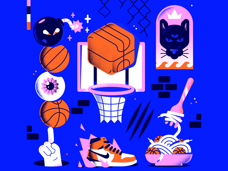 🏀 🏀 🏀 animation basketball bomb character editorial eye freelance hand illustration motion nike panther pattern ramen sneakers vector