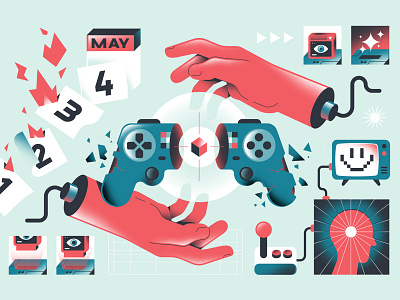 The Washington Post - Videogames calendar character controller editorial editorial illustration freelance game art game controller games hands illustration indiegame vector videogames