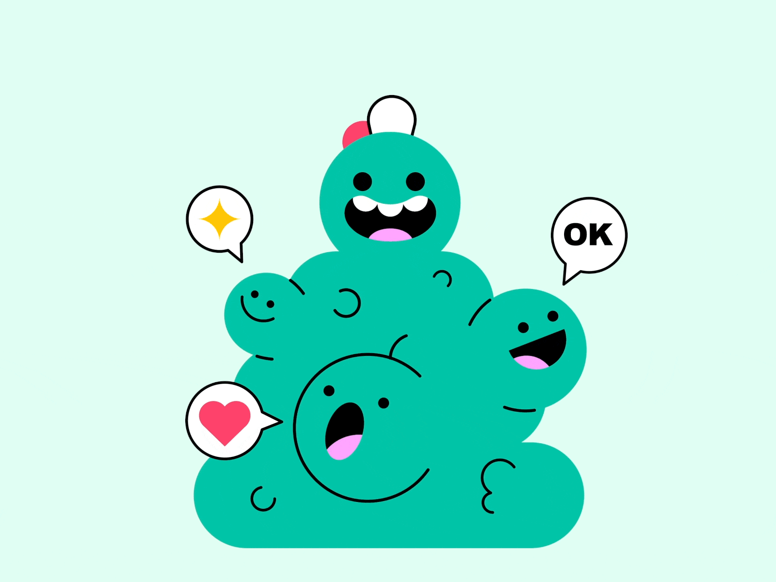 Real friends are always there animation character comment friends illustration monster motion graphics sticker vector