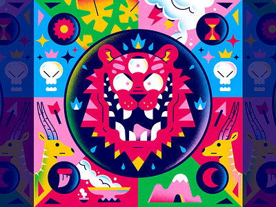04. Tiger · #Peachtober22 challenge character freelance illustration illustrator peachtober peachtober22 skull textures tiger vector