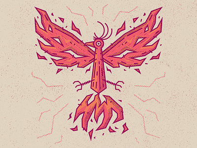 Phoenix freelance halftone illustration illustrator london mythology textures