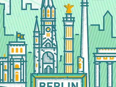 Detail of Berlin character city enisaurus freelance greetings hire icon illustration london postcard skyline vector