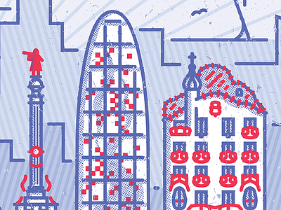 Detail of Barcelona character city enisaurus freelance greetings hire icon illustration london postcard skyline vector