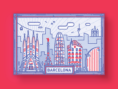 Barcelona character city enisaurus freelance greetings hire icon illustration london postcard skyline vector
