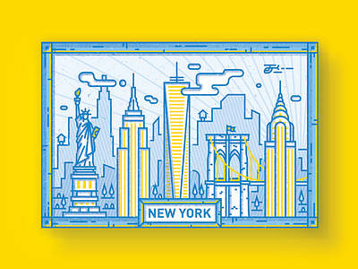 New York, New York character city enisaurus freelance greetings hire icon illustration london postcard skyline vector