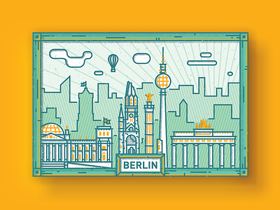 Berlin character city enisaurus freelance greetings hire icon illustration london postcard skyline vector