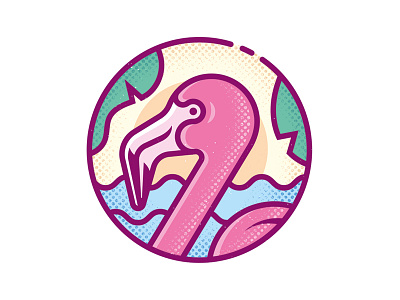 Flamingo brand animal beach brand circle flamingo icon logo summer sunset tropical