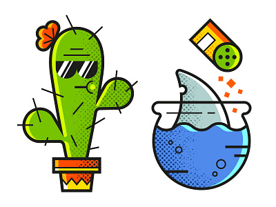 Fighting the heat! cactus feed illustration magazine poster shark summer