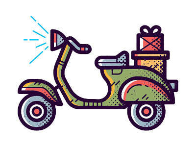 On my way! amazon delivery editorial gift illustration motorcycle xmas