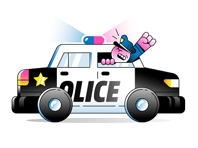 Police Car car character gradients illustration officer police police siren star vector