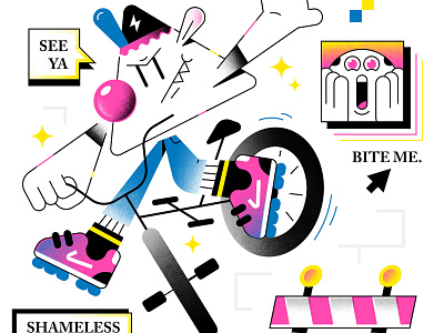 BMX Rider bike bmx cap character cmyk editorial illustration gradients illustration rider sneakers textures vector