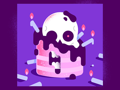 Happy Birthday! birthday cake candles character death enisaurus fire gradients happy illustration illustrator skull sweet textures vector