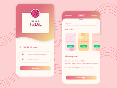Hi Dribbble! app debut design firstshot hello hello dribble ui uidesign uiux