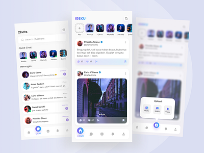 IGEKU : Social Media App Design Concept exploration glass effect glassmorphism instagram ios app design mobile app mobile design social media social network twitter uidesign uiux