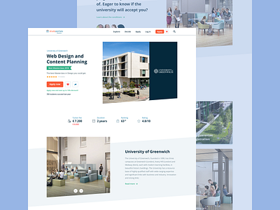 Masters Portal detail page branding concept detail education learn master page portal program study university website