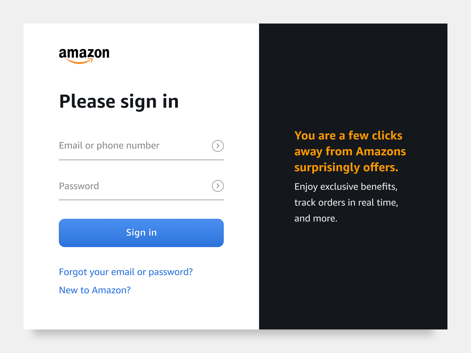 Amazon Sign up by Dannny on Dribbble