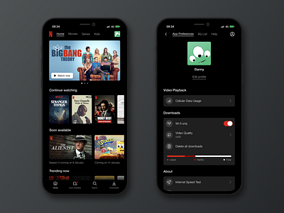 Netflix App 007 account app avatar concept daily 007 dailyui interface iphone mobile movies netflix product series settings