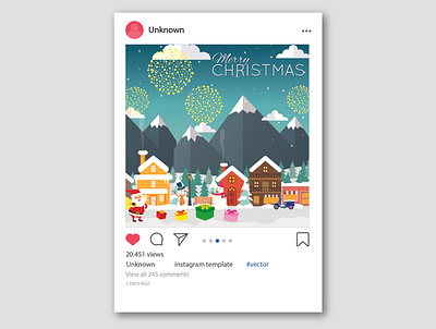 Merry Christmas Instagram Post character design vector