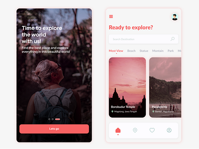 Travelling App app card clean ui component explore home homescreen inspiration minimalist mobile design navbar travel travel page ui ux