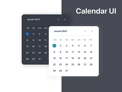 Calendar UI Kit (Figma Community) calendar clean ui dark design light minimal trend ui ui kit