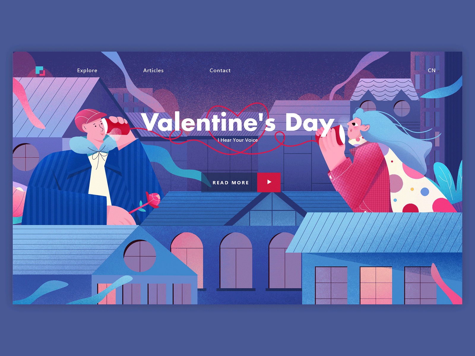 Valentines Day 2d branding illustration ui 城市 情人节 情侣 插画 爱 色彩 艺术 装饰 设计