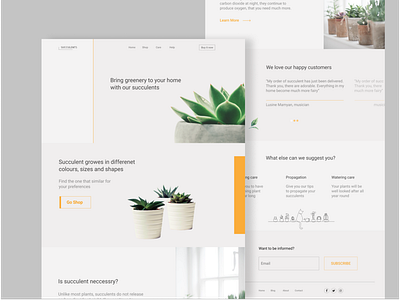 Landing page for Succulent design figma landing plant typography ui ux web