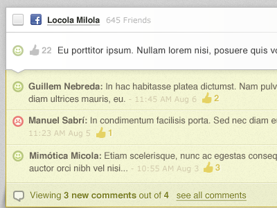 Comments actions comments likes ui