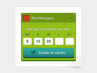 Color and Size box cart color colour ecommerce eshop green selection shop size sizes