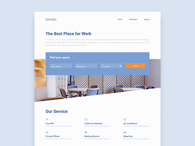 Co-Working Space Landing Page coworking design home page landing page ui web web design website working space
