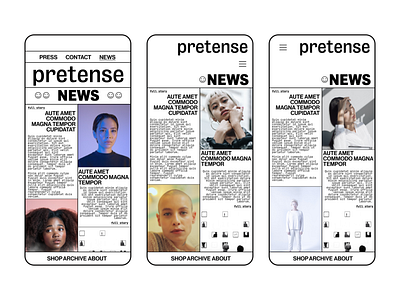 Pretense - Digital Editorial Design Layout - Concept Grids app branding design flat minimal portfolio type ui ux web design