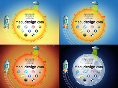 night & day time flying saucer launch moon rocket space sun