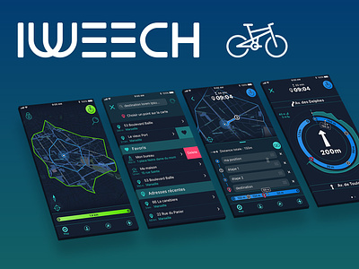 Iweech Night dark mode bike app mobile app ui ux design