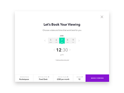 Office Viewing Scheduler booking date picker prototype sketch time picker ui web