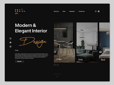 Mordern & Elegant Design black black white black gold brand clean design elegant homepage homepage design interior minimalist modern ui design web design website design