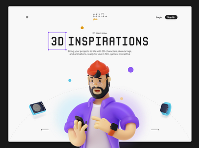 Funny 3D Inspiration Landing Page 3d 3d artist 3d modeling clean design hey design studio hey design studio home inspiration landing minimalist
