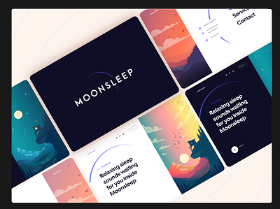 MoonSleep App & Website Design app art brand branding clean design heydesign illustration logo mobile moon moonsleep night sleep sleep app website