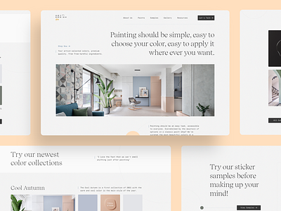 Minimal Homepage Design With Muted Color Palettes branding clean design color design home homepage inspiration minimal minimalist muted color page layout paint painting ui design website design