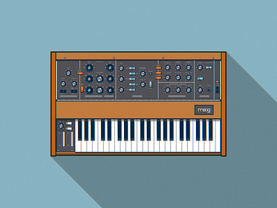 Analog Synthesizer Minimoog by Moog analog synthesizer flat design illustration kraftwerk minimoog moog music retro synthesizer vector illustration