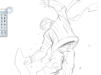 Snowboard Illo WIP drawing illustration sketch