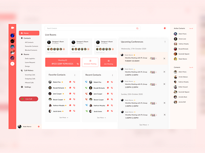 Video Conferencing WebApp dashboard design minimal video conference webapp website
