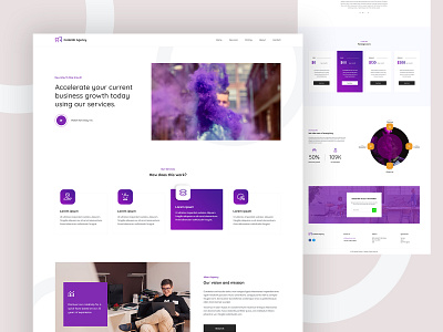 The Agency agence agency website clean creative layout modern psd design psd template purple template design typogaphy ui ui design ux design wordpress