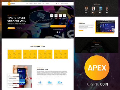 One Page Crypto clean creative crypto cryptocurrency layout modern one page psd design psd template typogaphy ui ui design ux