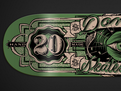 Donut skateboard 2020 2020 banknote branding deck design dollar bill handmade illustration lettering skateboard typo typography