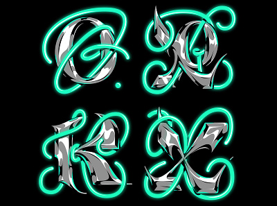Letters for Lettera 40 design graffiti illustration lettering metallic neon shine type typo typography vector