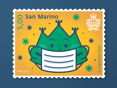 Pro I.S.S stamp covid covid19 design illustration mountain san marino stamp design stamps vector