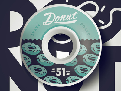 Donut Skateboard wheel donut illustration lettering skateboard wheel