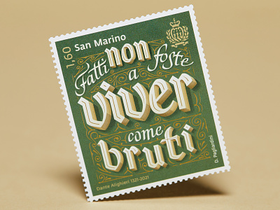 Dante Alighieri Stamp #2 design illustration lettering stamps typo typography vector